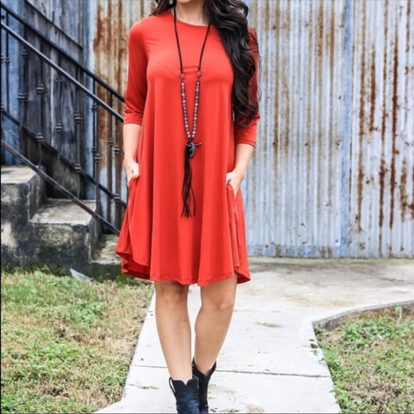 Burnt Orange Shift Dress - Picture 2 of 4